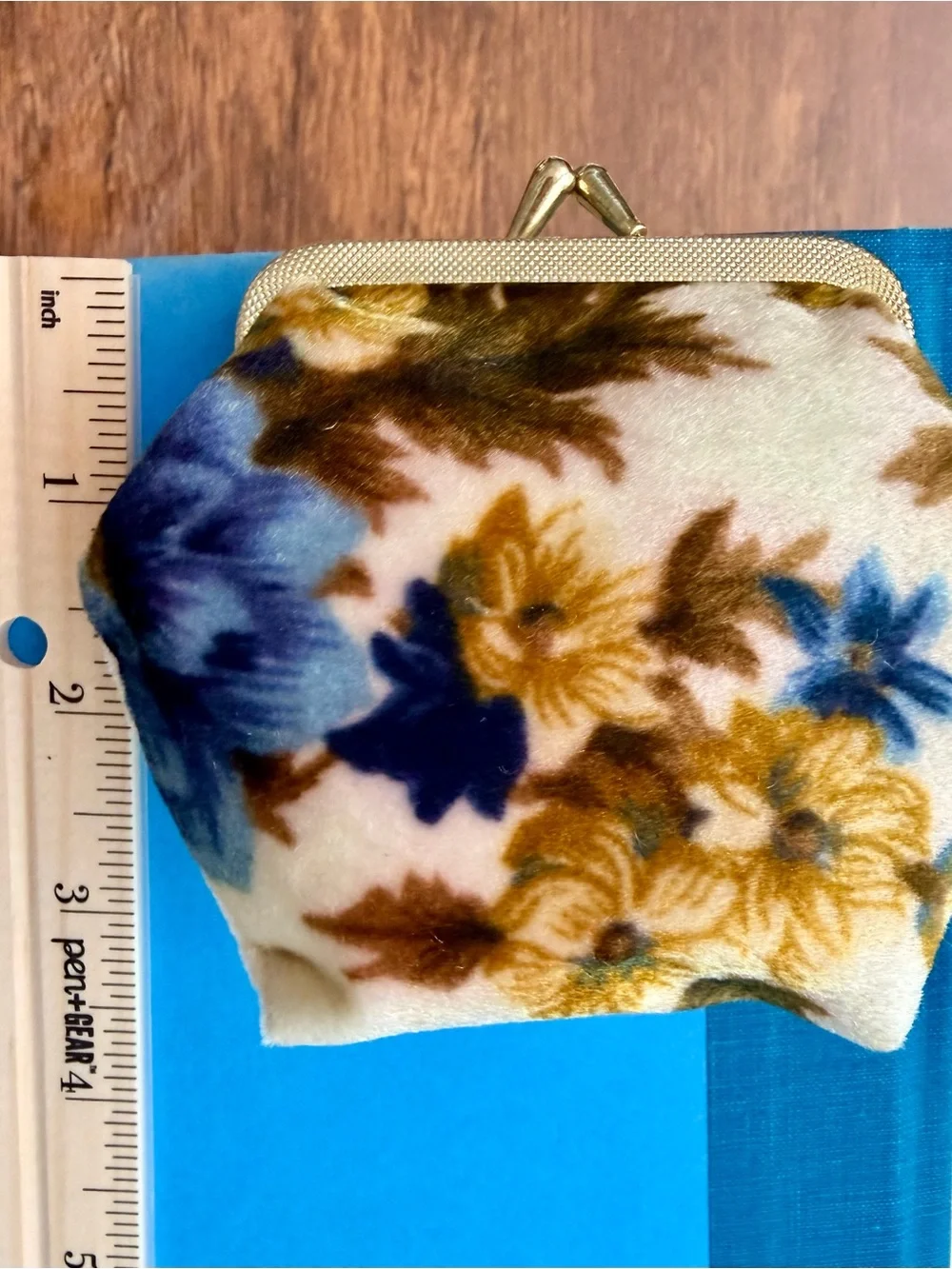 Vintage Floral Velvet Kiss-Lock Purse Set | 3-Piece Retro Coin Purse Set | 60’s
